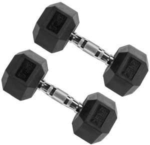 Premium Rubber Hex Dumbbells – 25-Pound Pair