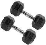 Premium Rubber Hex Dumbbells – 25-Pound Pair