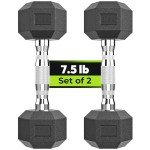 7.5LB Rubber Hex Dumbbells for Strength Training