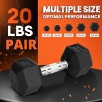 Yes4All 20 lbs Chrome Grip Hex Dumbbells Pair