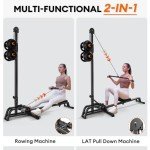 ONETWOFIT 2-in-1 Foldable Rowing & LAT Machine