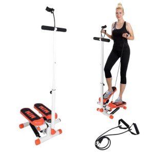 Adjustable Home Stepper with Resistance Bands and Monitor