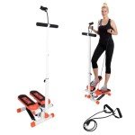 Adjustable Home Stepper with Resistance Bands and Monitor