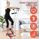 Adjustable Home Stepper with Resistance Bands and Monitor