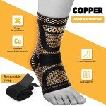 Adjustable Copper Ankle Brace Compression Sleeve Pair
