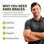 CAMBIVO Knee Brace Support Sleeves (2 Pack)