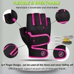 MOREOK Padded Fingerless Workout Gloves - Pink