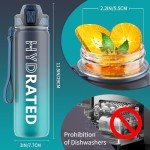32oz Motivational Water Bottle with Straw & Strap