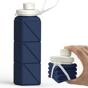 Collapsible Silicone Water Bottle - 610ml Dark Blue
