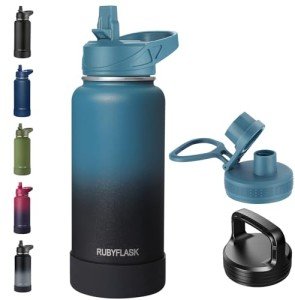 32oz Insulated Water Bottle with Straw - Indigo Black