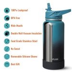 32oz Insulated Water Bottle with Straw - Indigo Black
