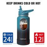 32oz Insulated Water Bottle with Straw - Indigo Black
