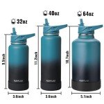 32oz Insulated Water Bottle with Straw - Indigo Black