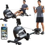 Pooboo Folding Magnetic Rowing Machine with Tablet Holder
