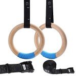 Adjustable Wood Gymnastic Rings with Suspension Straps