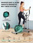 THERUN Elliptical Machine for Home, Magnetic Hyper-Quiet Compact Elliptical Exercise Machine w/ 8 Levels Adjustable Resistance, 6KG Flywheel, Pulse Sensor, LCD Monitor, Bottle Holder (Green)