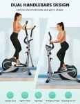 THERUN Elliptical Machine for Home, Magnetic Hyper-Quiet Compact Elliptical Exercise Machine w/ 8 Levels Adjustable Resistance, 6KG Flywheel, Pulse Sensor, LCD Monitor, Bottle Holder (Green)