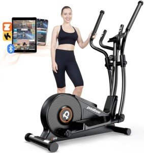 pooboo Elliptical Machine, Elliptical Exercise Machine with 16-Level Resistance&Hyper-Quiet Magnetic Driving System, Elliptical Machine for Home with LCD Monitor&15.5IN Stride, 350LBS Weight Capacity