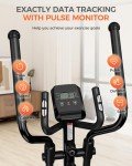 pooboo Elliptical Machine, Elliptical Exercise Machine with 16-Level Resistance&Hyper-Quiet Magnetic Driving System, Elliptical Machine for Home with LCD Monitor&15.5IN Stride, 350LBS Weight Capacity
