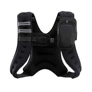 ZELUS Weighted Vest, 6lb/8lb/12lb/16lb/20lb/25lb/30lb Weight Vest with Reflective Stripe for Workout, Strength Training, Running, Fitness, Muscle Building, Weight Loss, Weightlifting, Black(12 lb)