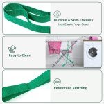 Abiarst Stretching Strap Yoga Straps for Physical Therapy, 10 Loops Non-Elastic Stretch Band for Pilates, Flexibility, Exercise and Gymnastics (Green)