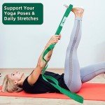 Abiarst Stretching Strap Yoga Straps for Physical Therapy, 10 Loops Non-Elastic Stretch Band for Pilates, Flexibility, Exercise and Gymnastics (Green)