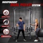 Wall-Mounted Folding Power Rack with Cable Crossover