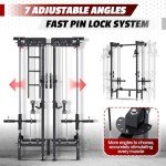 Wall-Mounted Folding Power Rack with Cable Crossover