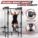 Wall-Mounted Folding Power Rack with Cable Crossover