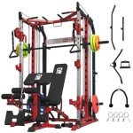 Smith Machine Power Cage with Weight Bench & Plates