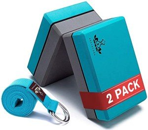 Healthyoga Yoga Blocks 2 Pack with Strap - Turquoise