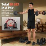UKEEP Adjustable Dumbbells Set 25LB - 50LB Pair