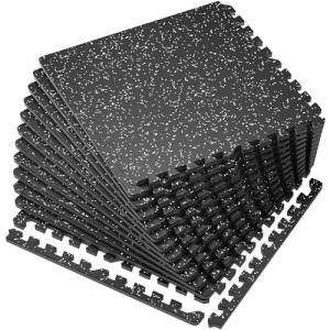 12 Pcs Interlocking Rubber Gym Mats for Home Fitness