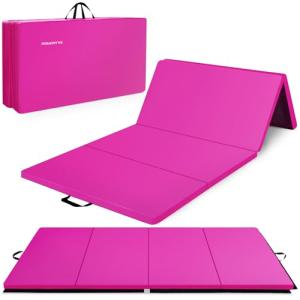 Extra Thick Folding Exercise Mat – Pink 4'x10