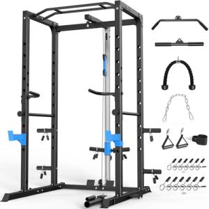 Multi-Functional Power Cage with Attachments for Home Gym