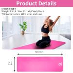 Primasole 1/2 Thick Exercise Mat with Carry Strap & Case Mat for Yoga Pilates Fitness at Home and Gym 72" L x 24" W Azalea Pink Color PSS91NH031A