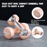 RUNWE Dumbbells Set of 2 - Cast Iron Pink Dumbbell 5 LB Weights Set of 2, Hand Weights Set Exercise & Fitness Dumbbell Free Weights for Child, Women, Men
