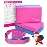 Yoga Blocks Set with Strap – Non-Slip Foam