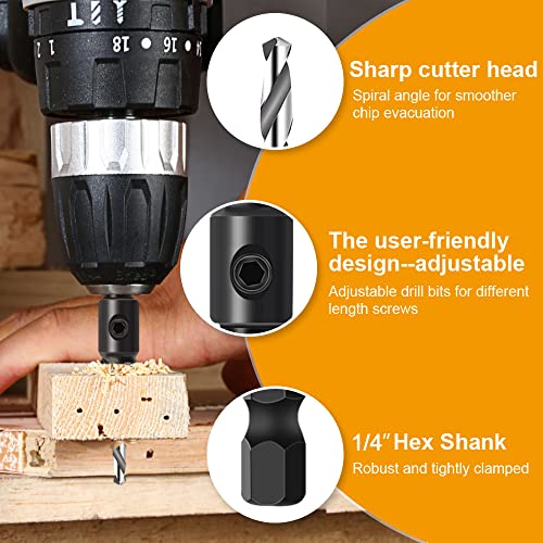 Adjustable Woodworking Countersink Drill Bit Set
