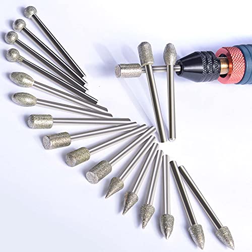 20PCS Diamond Burr Bits for Stone Carving