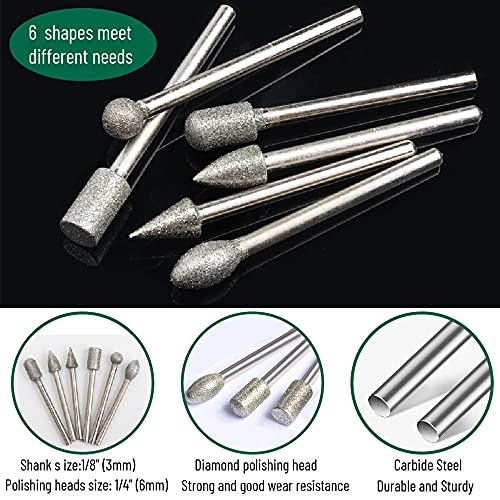 20PCS Diamond Burr Bits for Stone Carving