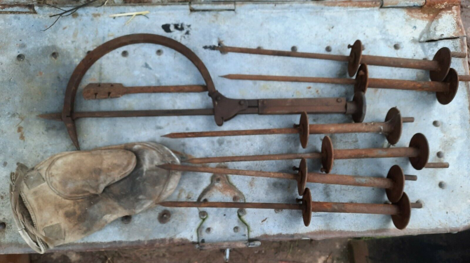 English Thatching Tools and Leather Mitt
