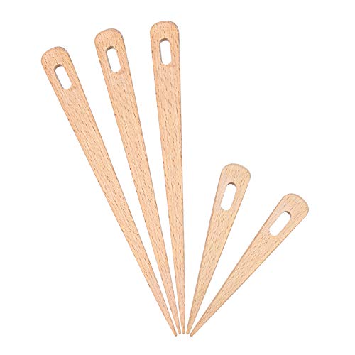 5 Pack Wood Weaving Crochet Needles for Crafts