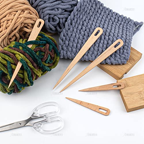 5 Pack Wood Weaving Crochet Needles for Crafts