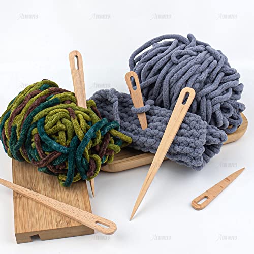 5 Pack Wood Weaving Crochet Needles for Crafts
