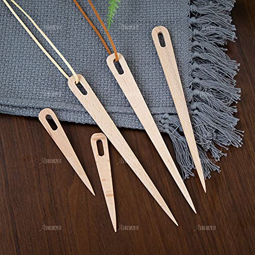 5 Pack Wood Weaving Crochet Needles for Crafts