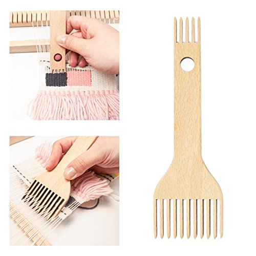 Double-Ended Wooden Weaving Loom Comb for Handcrafts