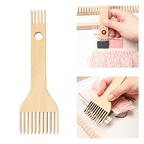 Double-Ended Wooden Weaving Loom Comb for Handcrafts