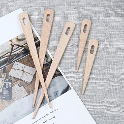 5 Pack Wood Weaving Crochet Needles for Crafts