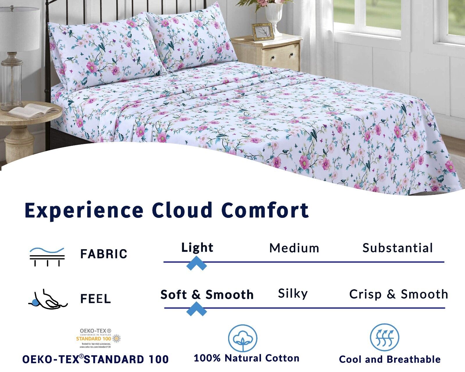 Soft Cotton Percale Sheets - 300 Thread Count